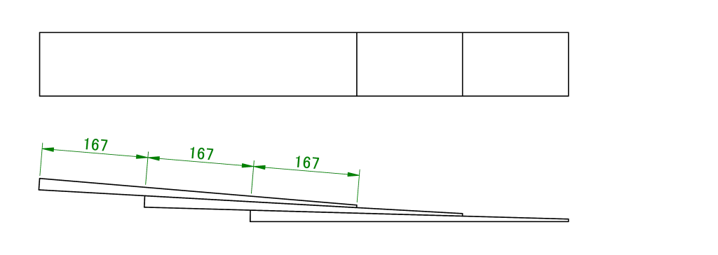 Illustration of shingles in a triple layer arrangement, where each shingle overlaps three shingles.